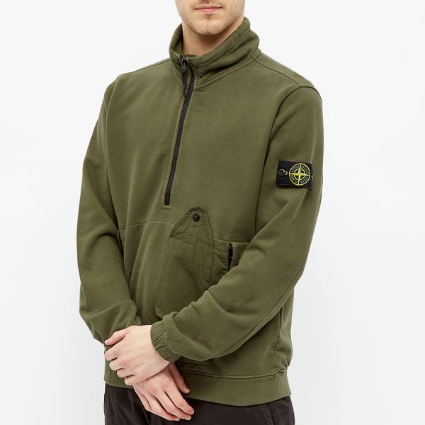 Stone island quarter zip garment dyed pocket sweat Clearance