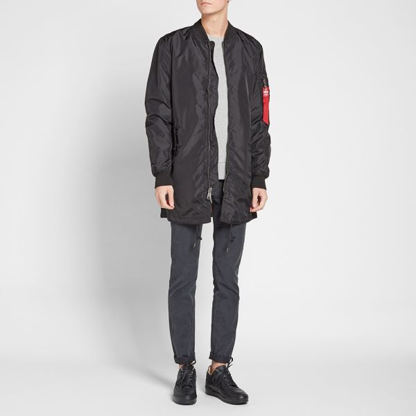alpha industries longline bomber jacket