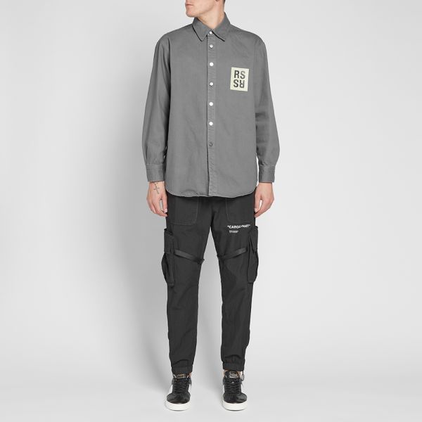 raf simons patch denim shirt