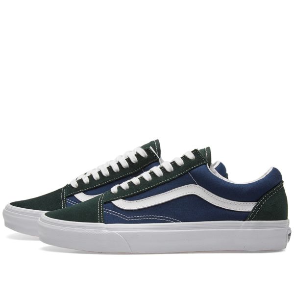 vans old skool scarab green & white skate shoes