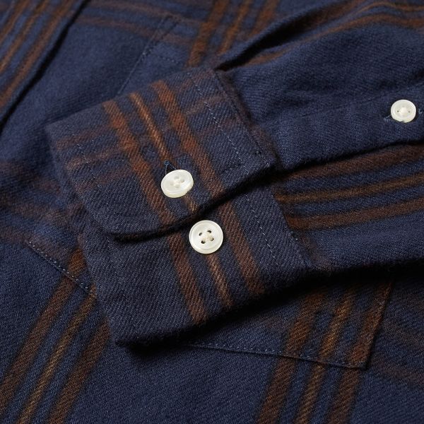 Corridor Check Flannel Shirt Navy Brown End