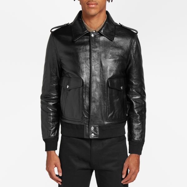 celine leather coat
