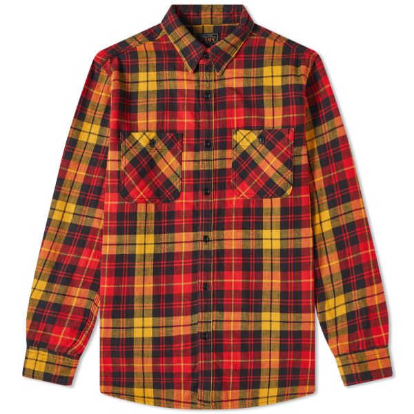 Red and gold plaid shirt clearance