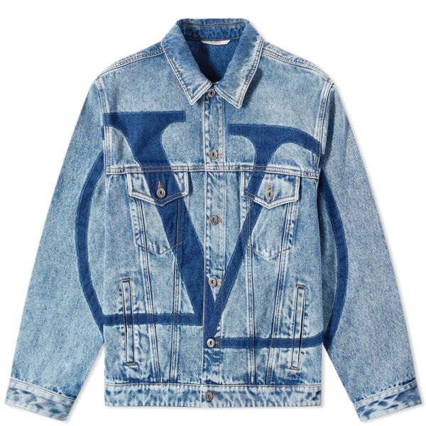 Valentino Washed Logo Denim Jacket Medium Blue Denim | END. (RU)