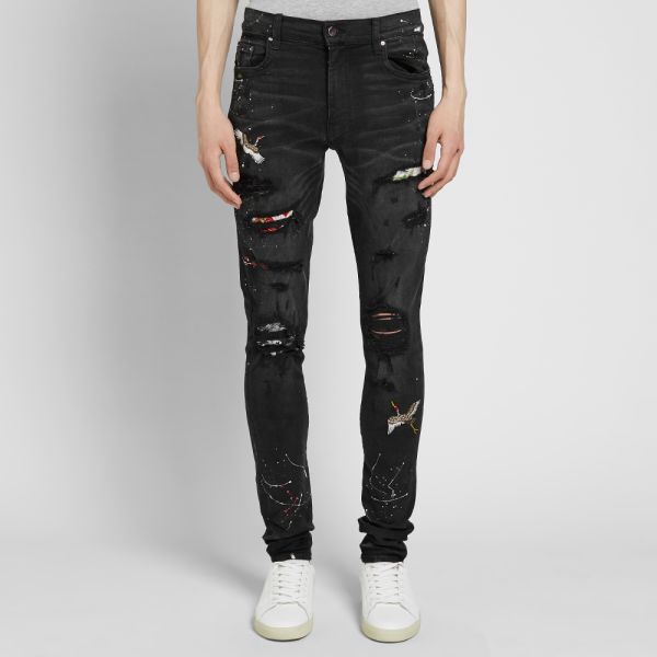 Black amiri jeans with patches Outlet