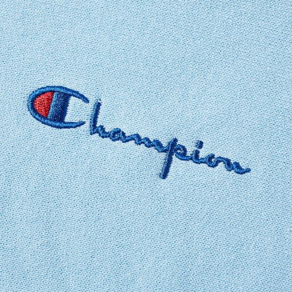 Champion Reverse Weave Small Script Logo Hoody Light Blue End