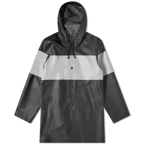 Reflective Striped Raincoat Black 
