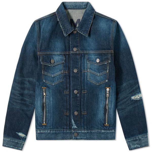 blue jean jacket distressed