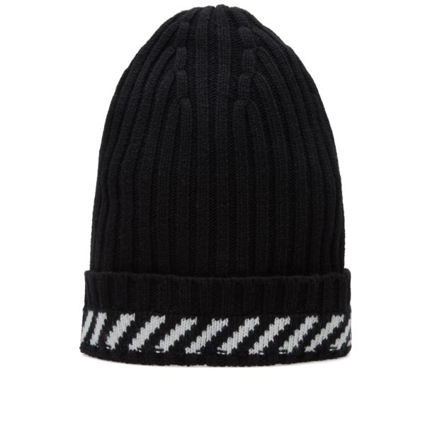off white black beanie