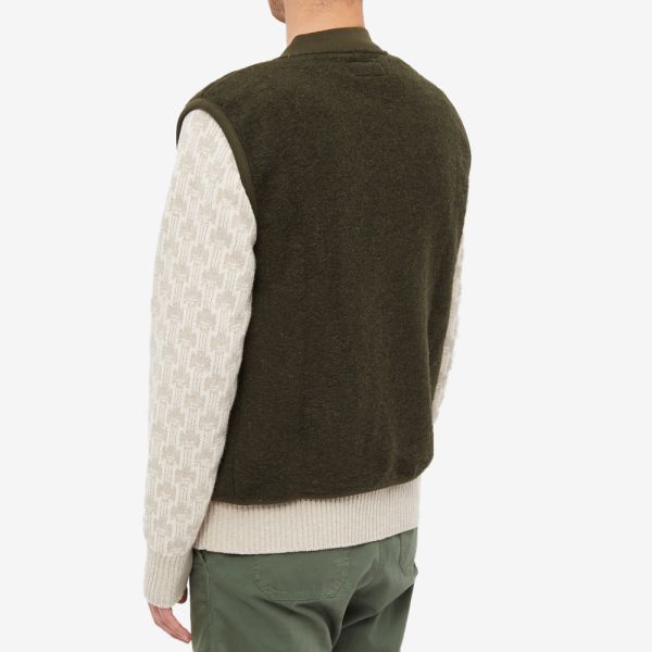 Universal Works Wool Fleece Zip Waistcoat Olive END. (Europe)