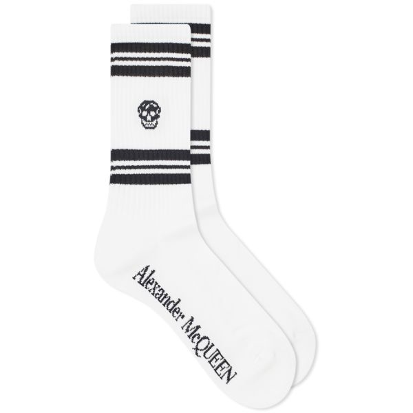 Alexander McQueen Sport Stripe Skull Sock White & Black | END. (US)