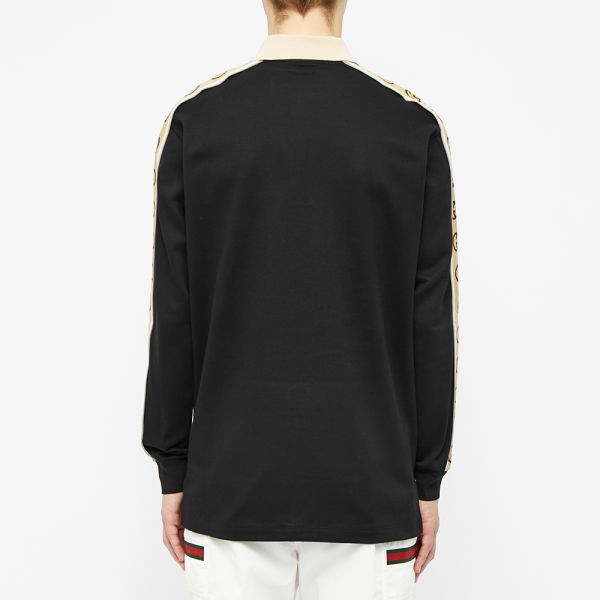 Gucci Long Sleeve Taped Logo Polo Shirt 
