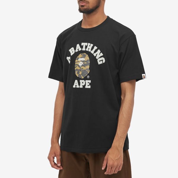A Bathing Ape Glass Beads 1st Camo College Tee Black Yellow End