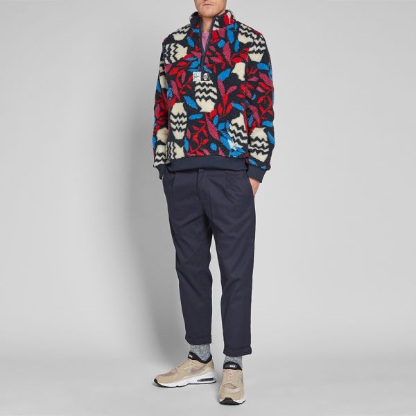 patterned sherpa pullover