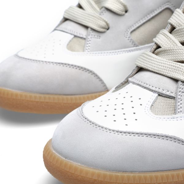 maison martin margiela red & silver high top trainers