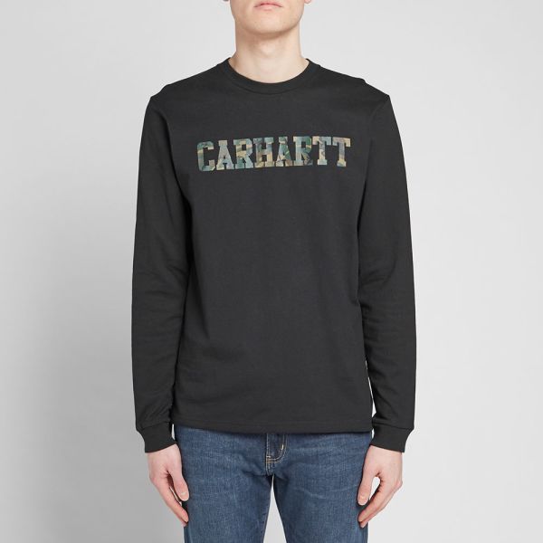Carhartt Wip College T Shirt Navy Blue White Tee Long Sleeve Streetwear