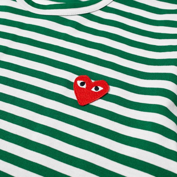 comme des garcons play long sleeve heart logo stripe tee