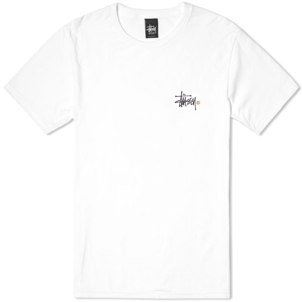 Stussy Basic Logo Tee White Orange End