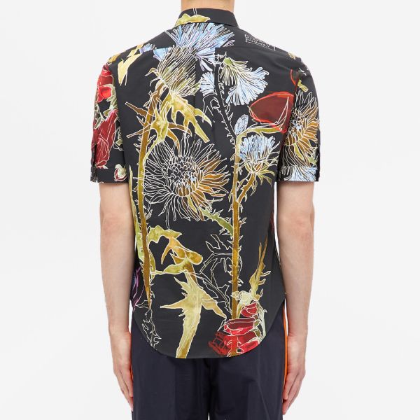 floral shirt and jeans