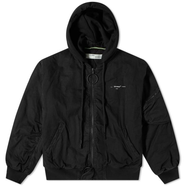 Off White Vintage Bomber Chevron Jacket Off White: Black Vintage Bomber Jacket